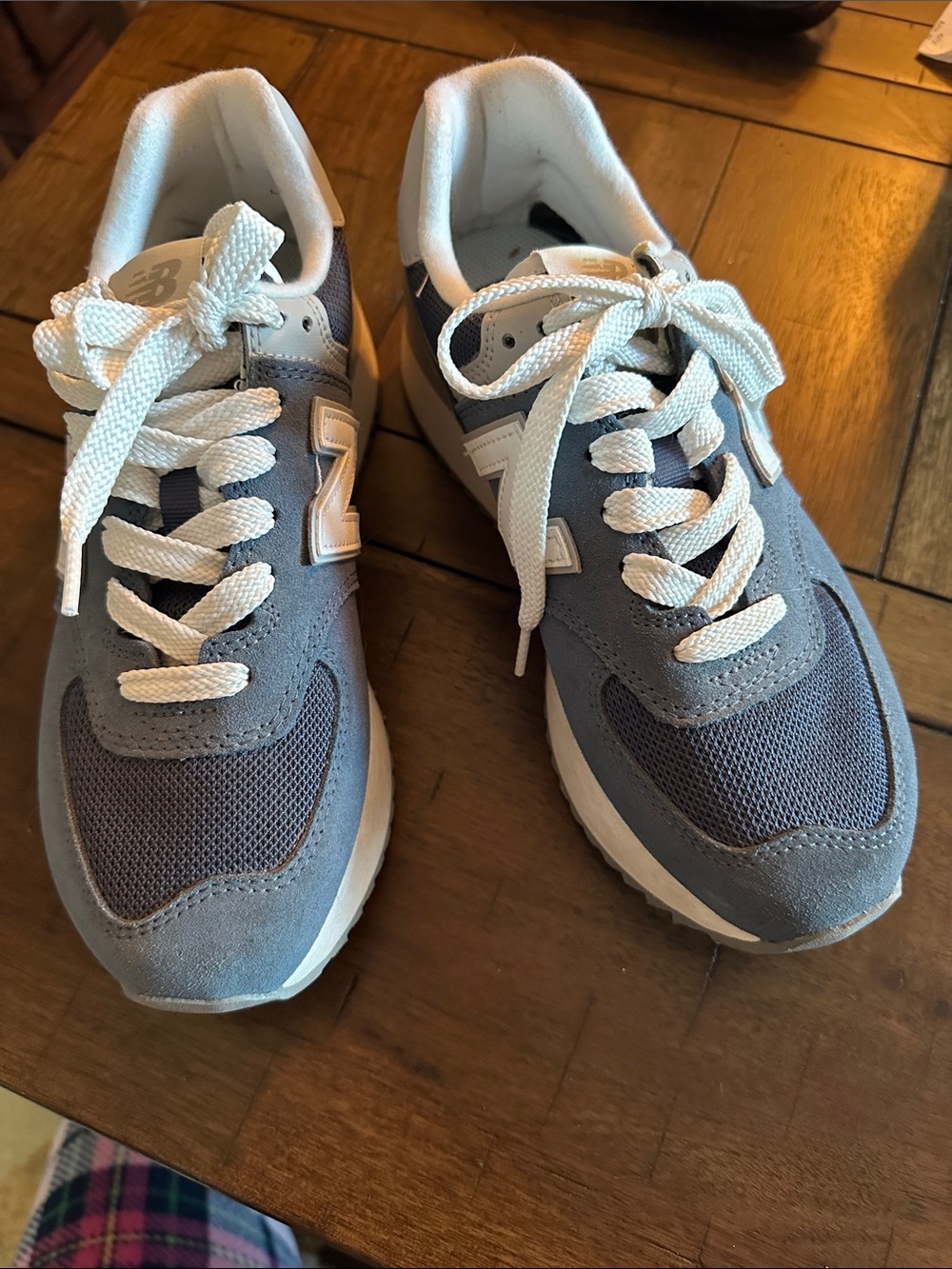 New Balance Blue & White 'N' Logo platform Sneakers 574 - Picture 2 of 4